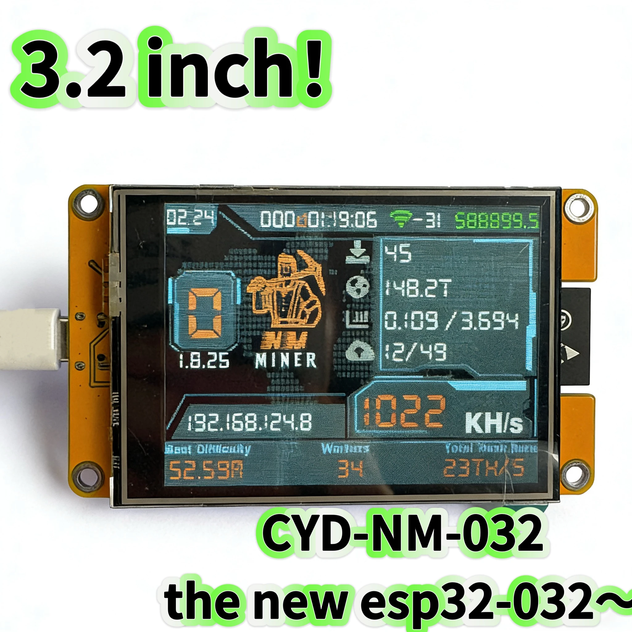 NMMiner NerdMiner V2 Hashrate Lucky Miner ESP32 3.2 inch Smart Display Crypto Solo Lottery 960KH/s Bitcoin ESP32-032 Board