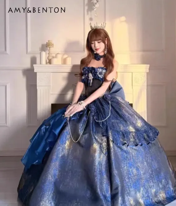 

2025 Summer New Lolita Wedding Evening Dress for Women High-end Feel Coming-of-Age Ceremony Graduation Host Princess Dress