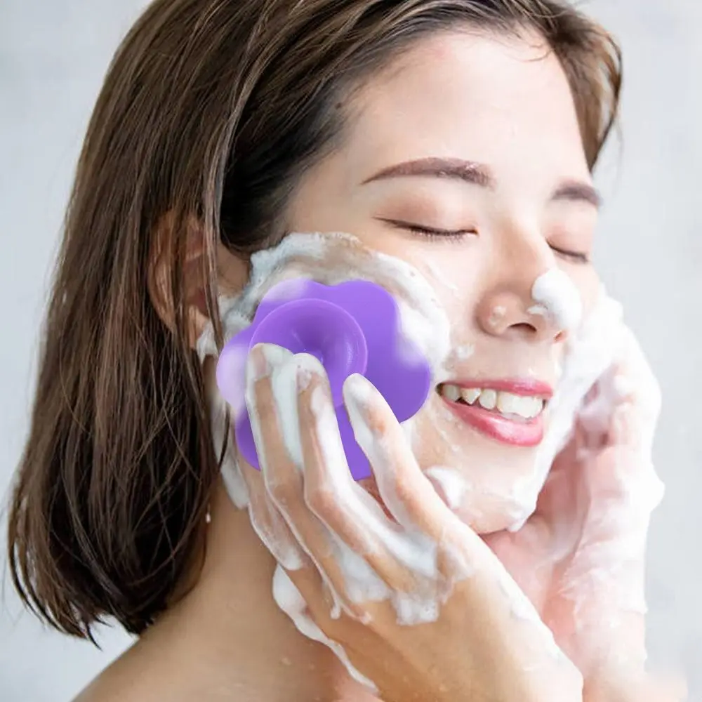 Flower Shaped Silicone Face Cleansing Brush Belt Sucker Exfoliator Skin Care Scrub Cleanser Face Cleaning Makeup Removal