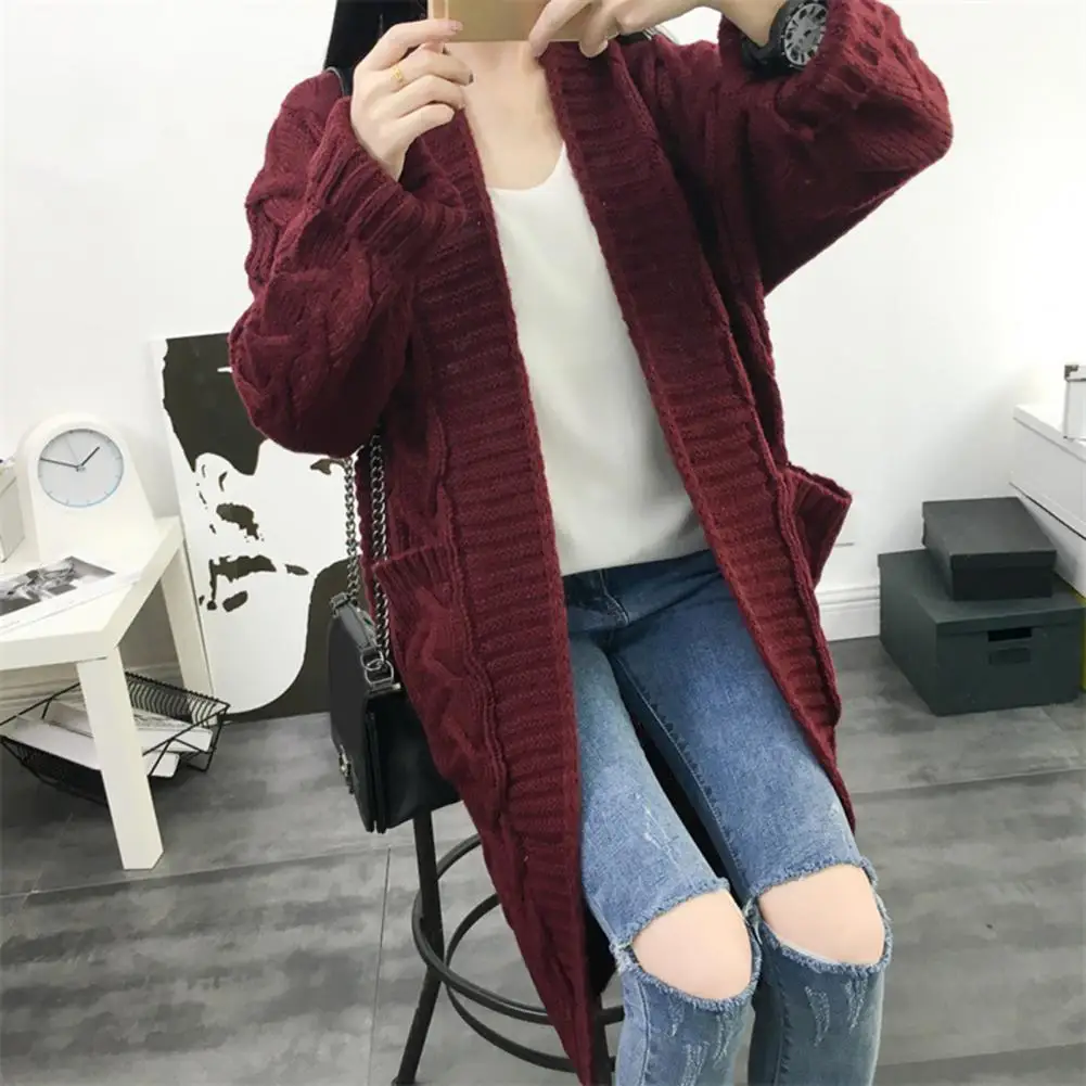 

Women Knit Cardigan Cozy Women's Knitting Cardigan with Pockets Long Sleeve Ribbed Trim Open Front Sweater Coat in for Fall