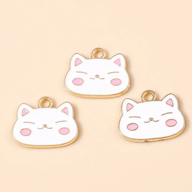 Leslie 10 Stück süße Emaille-Katze-Charms, Kawaii-Katzen-Anhänger, Halskette, Schlüsselanhänger, Ohrringe, DIY-Schmuckherstellung, Zubehör, Großhandel – Detail 3