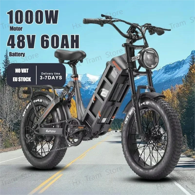 Juliet Electric Bicycle 1000W Powerful Motor 48V60AH Lithium Battery E Bike Hydraulic Disc Brakes 20-inch Fat Tire Electric Bike