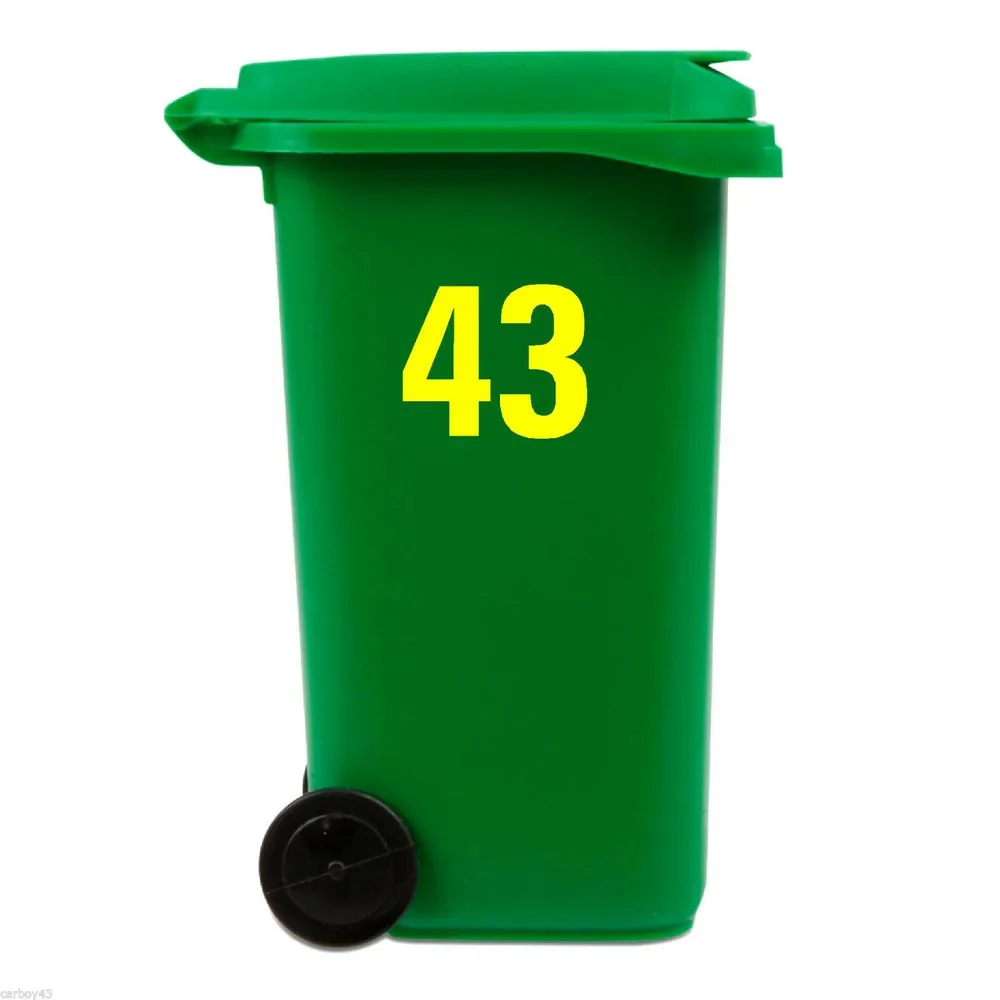 

Индивидуальные ЖЕЛТЫЕ НАКЛЕЙКИ HI VIZ WHEELIE BIN NUMBERS X 4