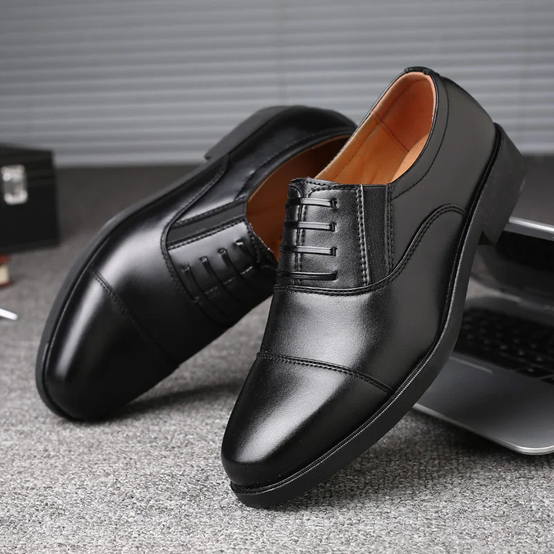 Men Breathable Rubber Formal Dress Shoes Male Office Wedding Flats Footwear Mocassin Homme Business Faux Leather Shoes