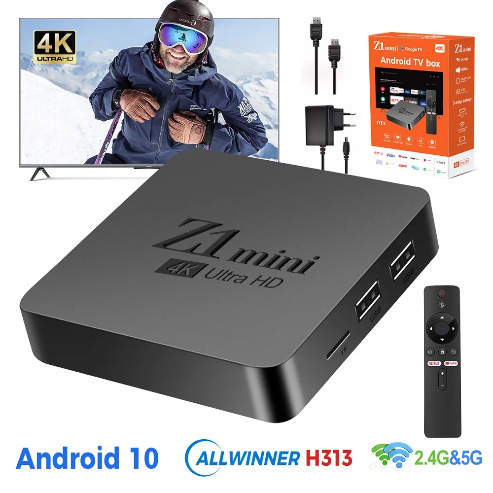 Z1 MINI Android 10.0 Fast Smart TV BOX 2GB 8GB Allwinner H313 Quad Core 4K VS X96 Mini X96Q MXQ Set top box fast shipping Spain