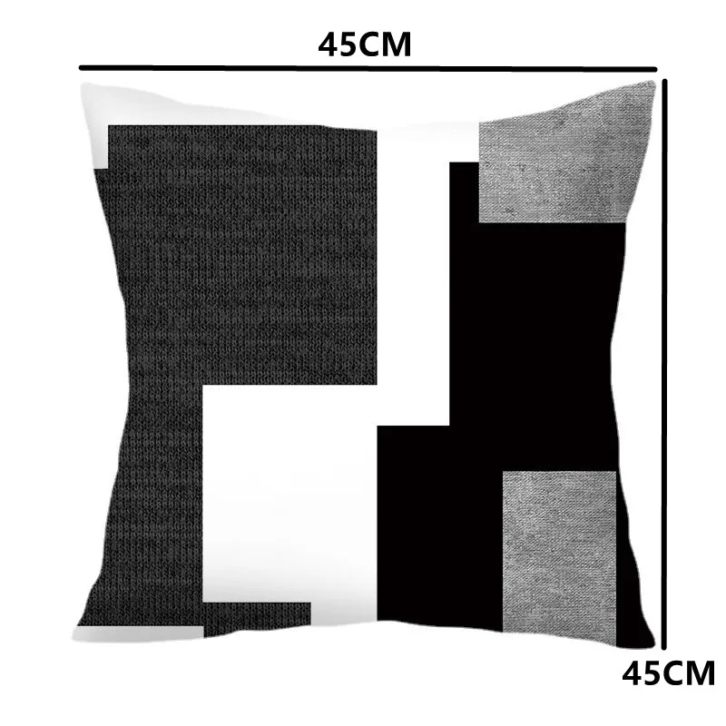 Black and White Geometric Modern Abstract Neutral Art Throw Pillow Cover 45x45cm Cushion Case for Home Decor Sofa Couch JAF089