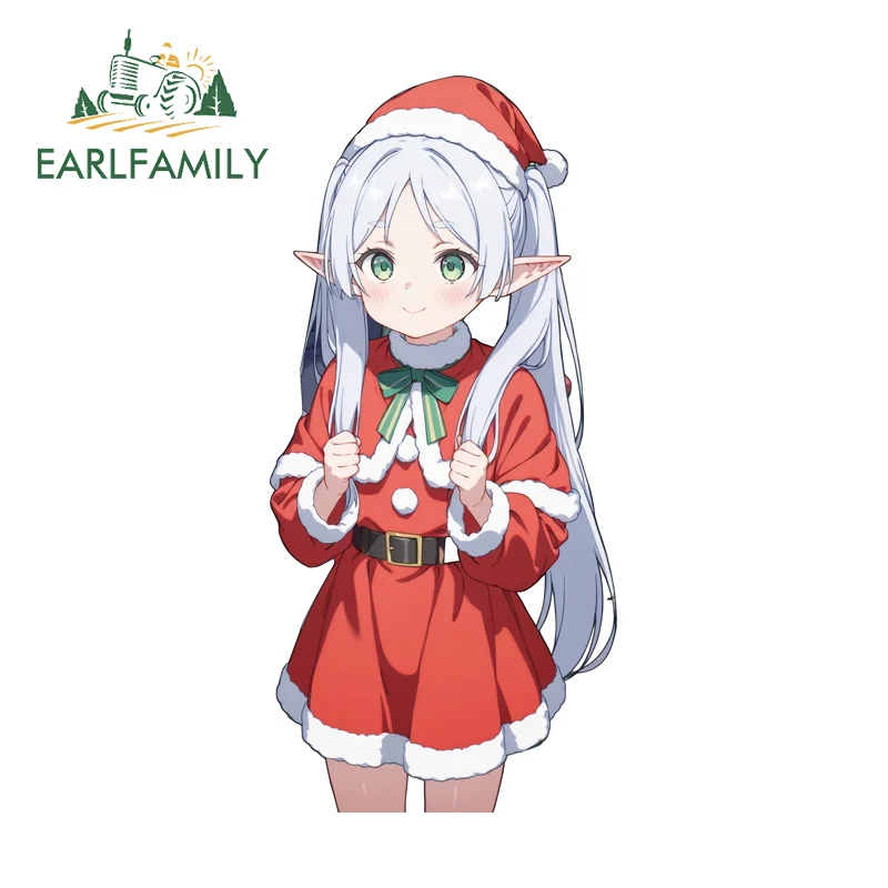 EARLFAMILY Christmas Suit Frieren Cute Car Stickers Personality Creative Car Wiper Luggage Decal Sunscreen Vinyl DIY Decoration