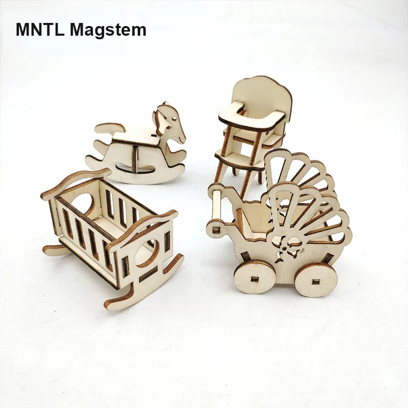 

MNTL Magstem Wooden Toy Furniture for Kids Children Table Four Chairs Boys Girls Creative Nove Play House Educational Set