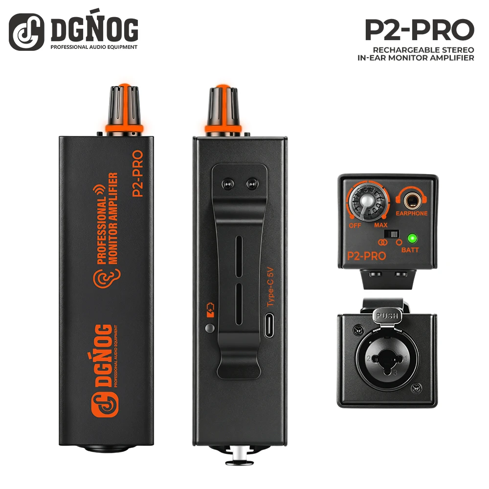 Amplificador de monitor intra-auricular pessoal ultracompacto IEM Estéreo/Mono, recarregável, corpo totalmente em metal, ideal para DJs em apresentações ao ar livre