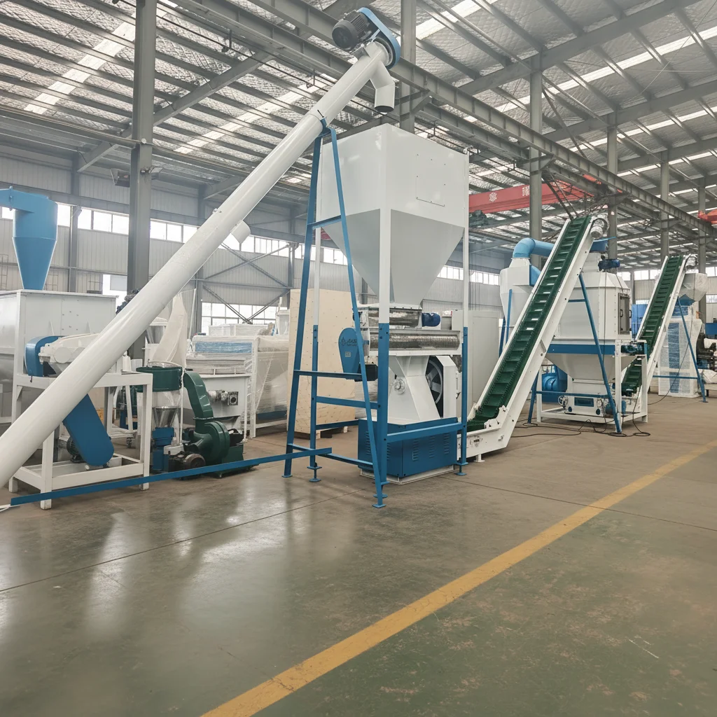 Complete Animal Feed Pellet Production Line Livestock Poultry Feed Processing Making Machine