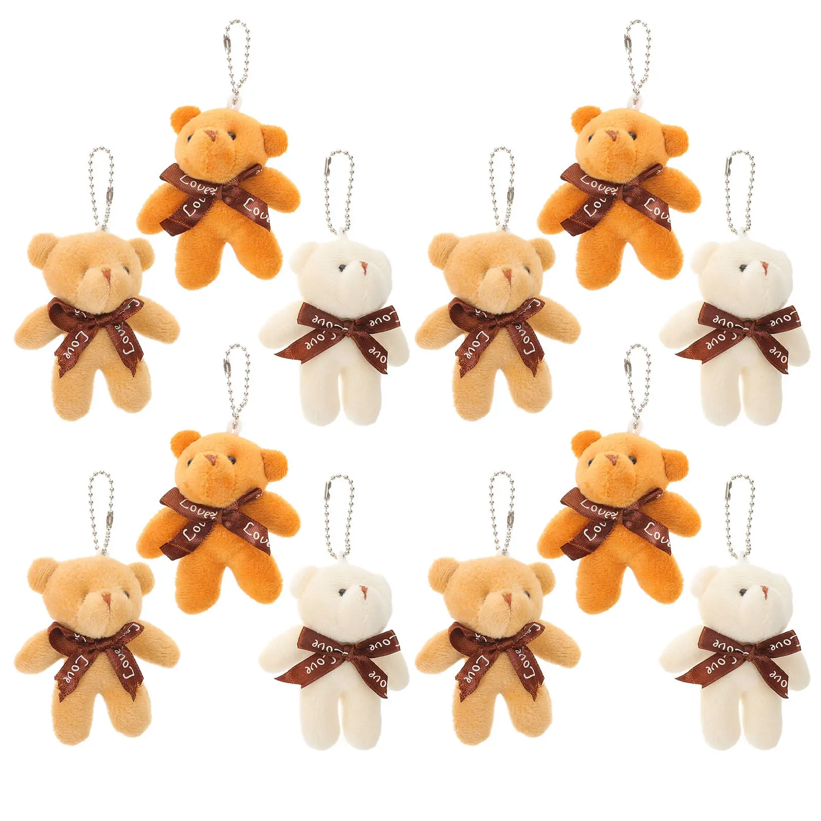 

12Pcs Mini Cute Bear Pendant Small Stuffed Bear Keychain PP Cotton Soft Hanging Charm Backpack Decoration Graduation Party Favor