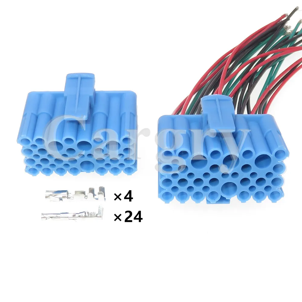 1 Set 28P AC Assembly Blue Car Hybrid Connector Auto Wiring Terminal Unsealed Composite Socket Automobile Accessories