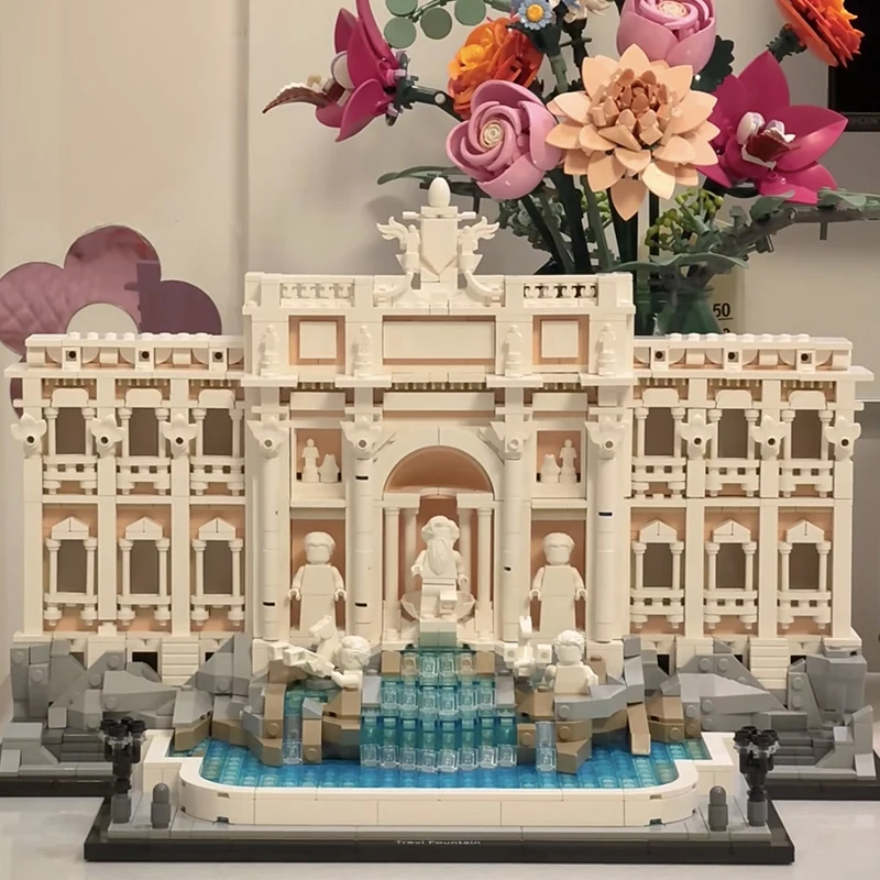 1880 Elementów Zestaw Klocków do Dekoracji Pokoju Fontanna Architektura Budowa Model z Klocków Prezent dla Dorosłych na Urodziny Boże Narodzenie