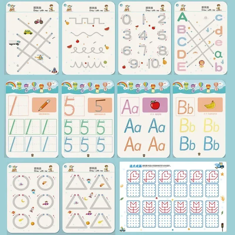 Magisches Tracing-Arbeitsbuch, pädagogische Montessori-Bücher für Kinder, Stiftkontrolle, Training, wiederverwendbares Kalligraphie-Kopierbuch für Kinder