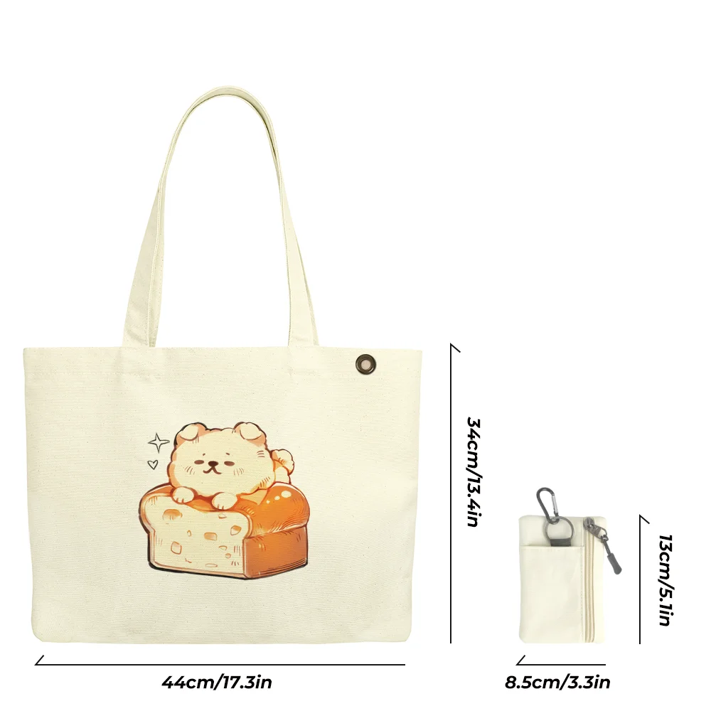 Printed Tote Bag, Canvas Large Capacity Shoulder Bag with Mini Coin Purse, Handbag for School, Shopping ,Daily Commute