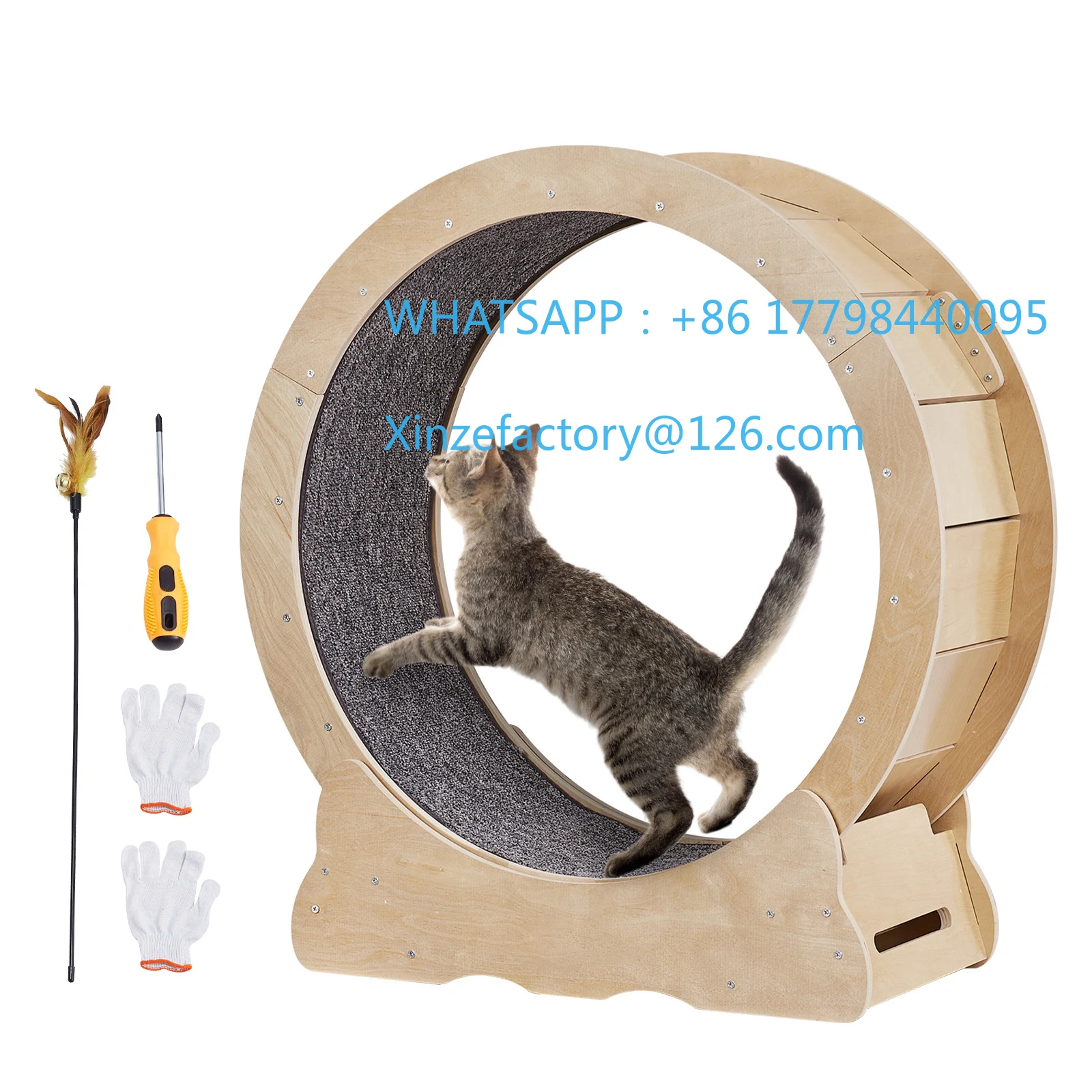 

Customizable SucceBuy Cat Exercise Wheel Natural Wood Silent Running Toy Treadmill Roller Wheel