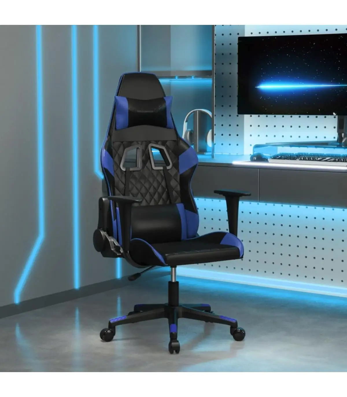 Black and Blue synthetic leather massage gaming chair video game armchairs