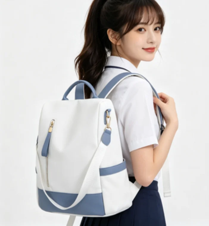 Fashionable New Waterproof Student Backpack Children's Lightweight and Large Capacity Soft Leather Schoolbags Girls Outdoor Bags