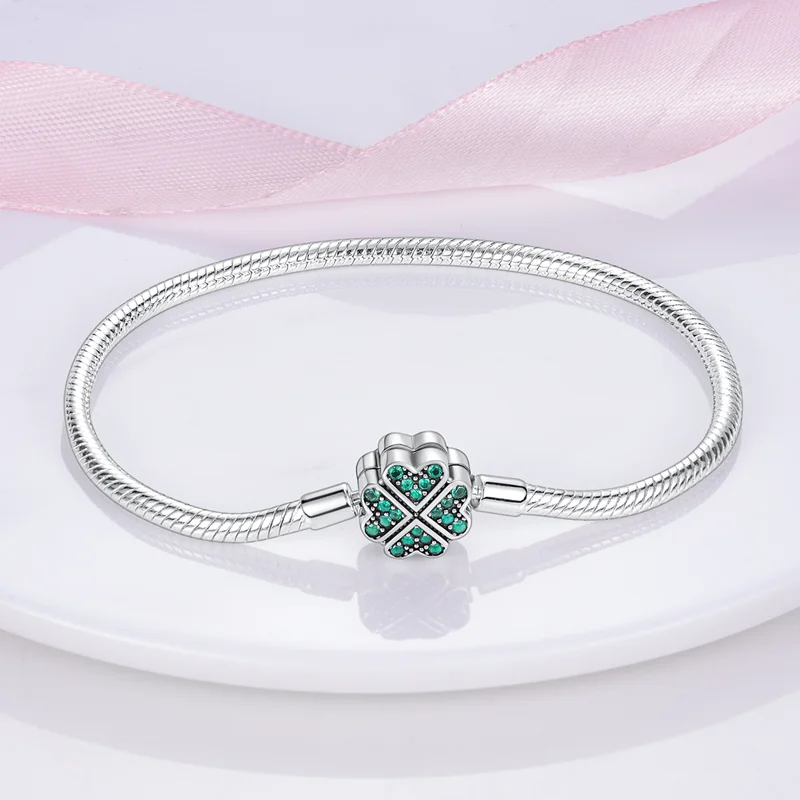 Armband Zilver 925 Originele 17-20 CM Ster Maan Zon Klavertje Vier Groene Zirkoon Armbanden Fit DIY Charms Verjaardag Sieraden Geschenken