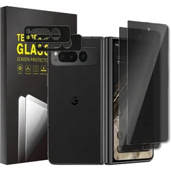 [2 Pack]Film Anti-Spy Privacy Screen Protector Tempered Glass+[2 Pack]Camera Lens Protector For Google Pixel Fold 5G (2023)