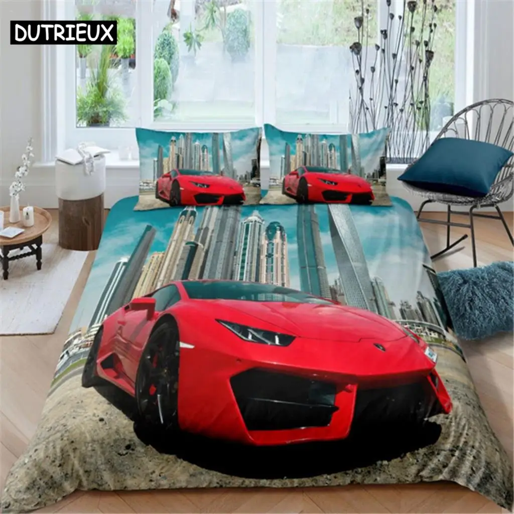 

Sports Car Duvet Cover Set Luxury High Quality 3D Printed Bedding 2/3pcs Double Queen King Bedclothes Adults Boys Home Textile