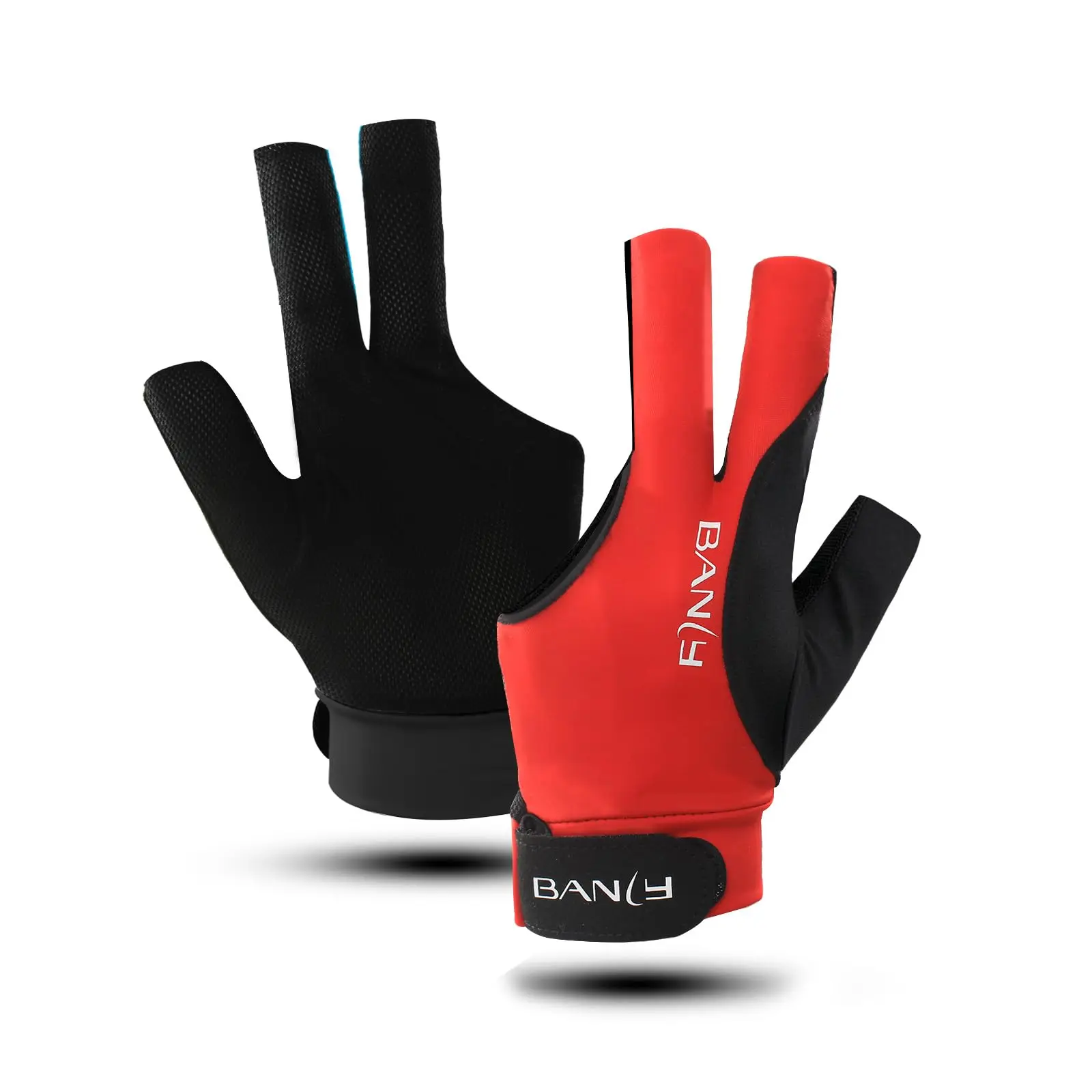 Banly 3 Finger Left Hand Billiard Glove, Pull On Half Finger Snooker Pool Cue Glove for Billiard Players