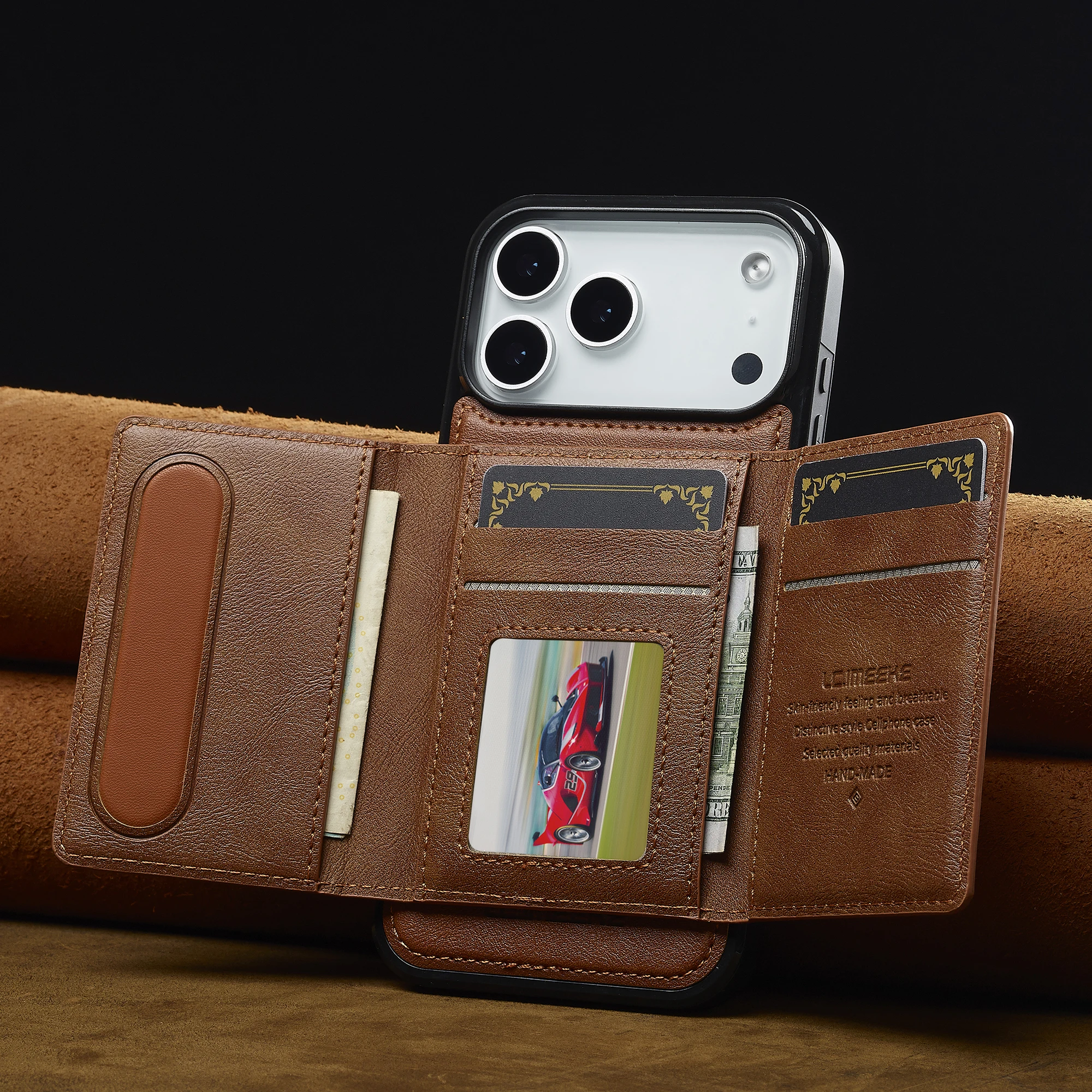 Für Magesafe magnetische Leder-Handyhülle für iPhone 17 16 15 14 Plus 13 12 11 Pro Max 16e Air Cover Kartenhalter Brieftaschenhüllen