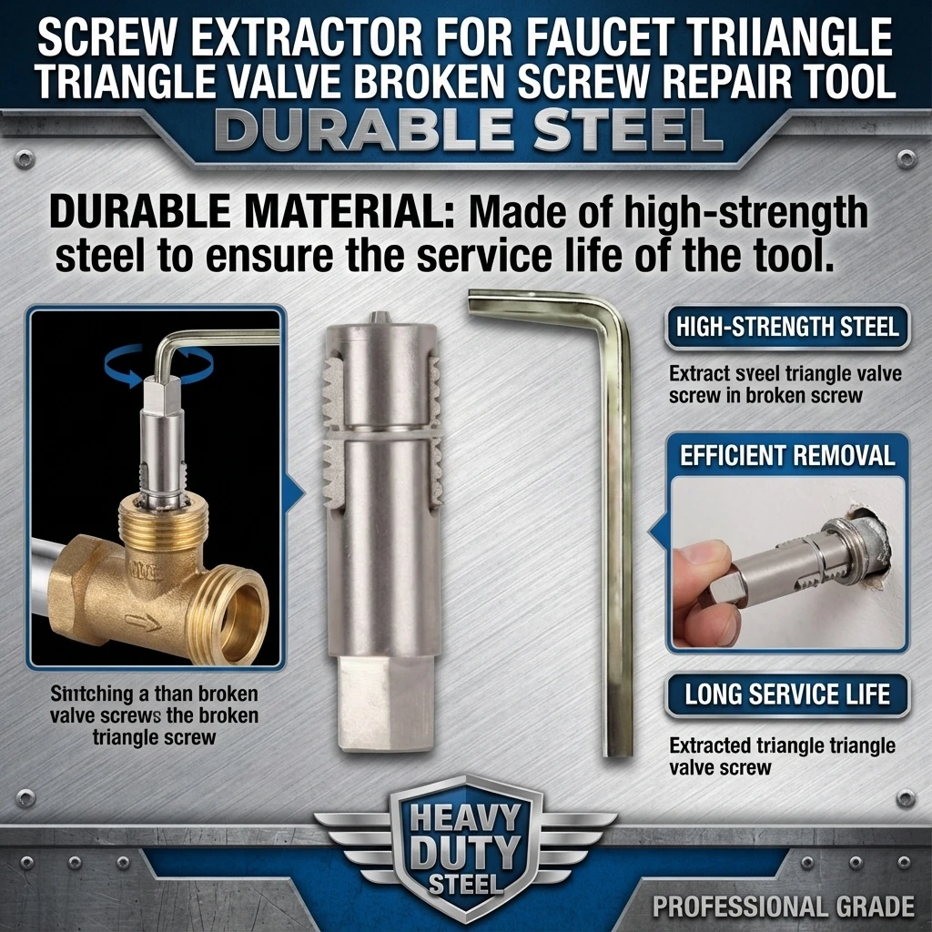 Broken Screw Extractor Tool Durable Steel For Faucet Angle Valve Repair Quick Removal Without Damaging Internal Threads Home Use