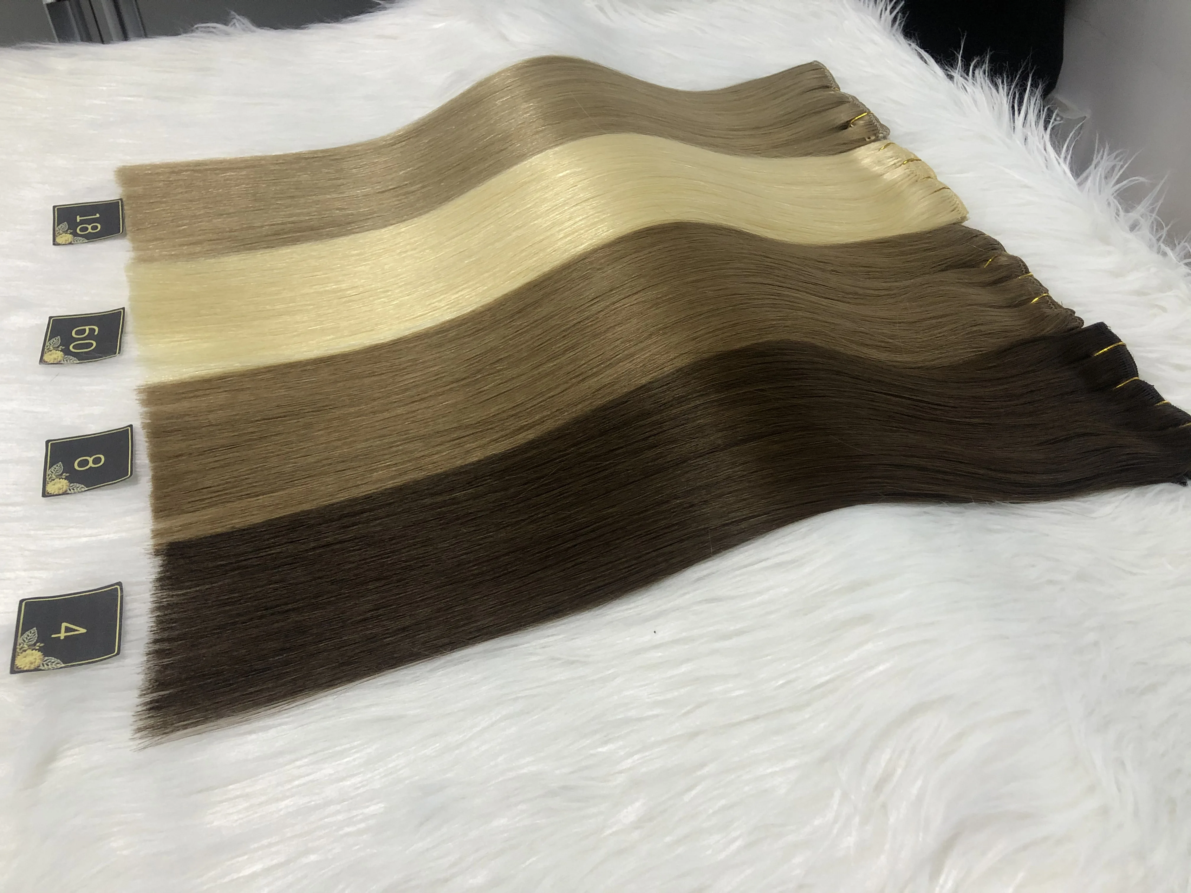 Picture 6: Straight Clip in Full Head Hair Extension 7pcs Clip-in Human Hair Extensions 70g 100g 120g Natural Clip in Hair Extension Ombre