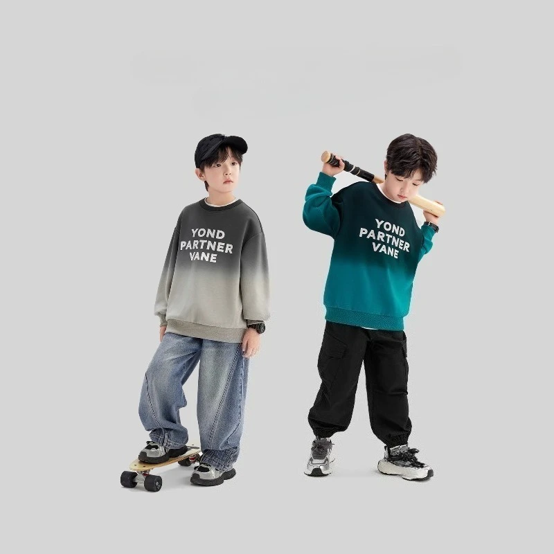 

Толстовки для мальчиков, весенне-осенний пуловер для детей, детские футболки с длинными рукавами и надписью, верхняя одежда, модная одежда для подростков