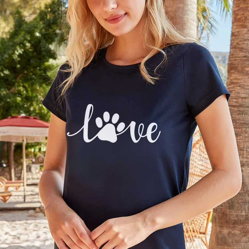 Paw Loveกราฟิกตัวอักษรเสื้อขนาดใหญ่Streetwear Coolเสื้อผ้าฤดูร้อนสวมใส่ผ้าฝ้ายBreathable Topเสื้อ
