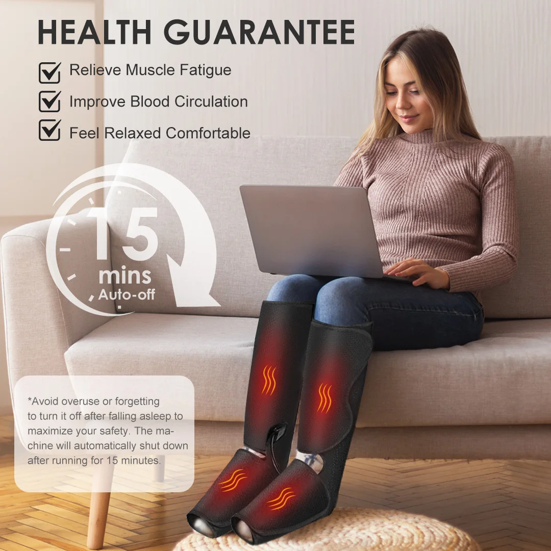 جهاز تدليك ضغط الهواء للساق من SEJOY لحرارة القدم، وتدليك الساق بضغط الهواء وتدليك الفخذ، ووحدة تحكم محمولة 3 أوضاع #2