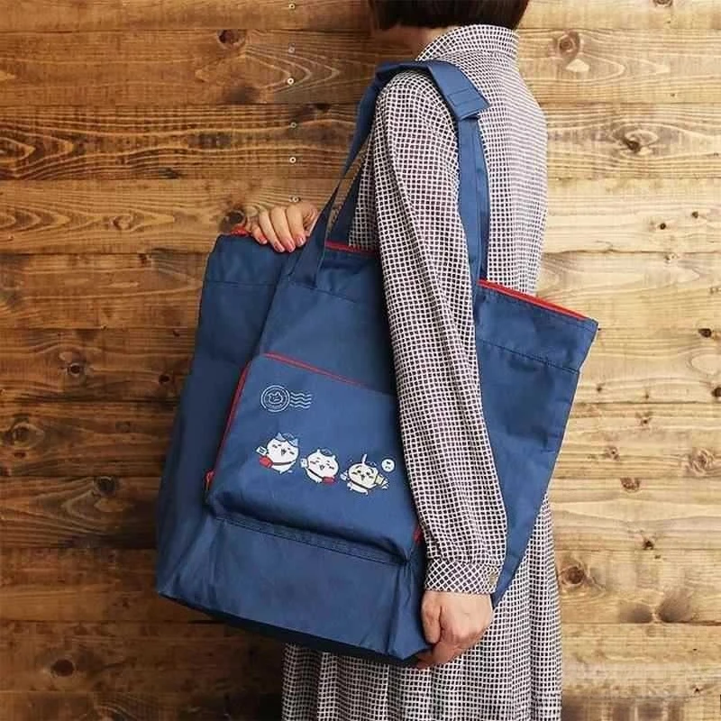 Anime Chiikawa Foldable Luggage Bag Handheld Travel Duffel Bag Large Capacity Waterproof Portable Tote Bag Outdoor Daily Carry