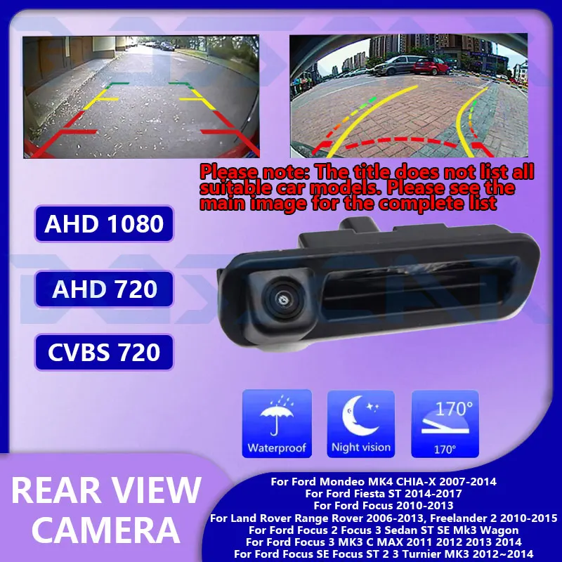 For Ford Focus SE Focus ST 2 3 Turnier MK3 2012~2014 AHD 170° Reverse Rear view Camera Trunk handle Golden Fisheye Night Vision