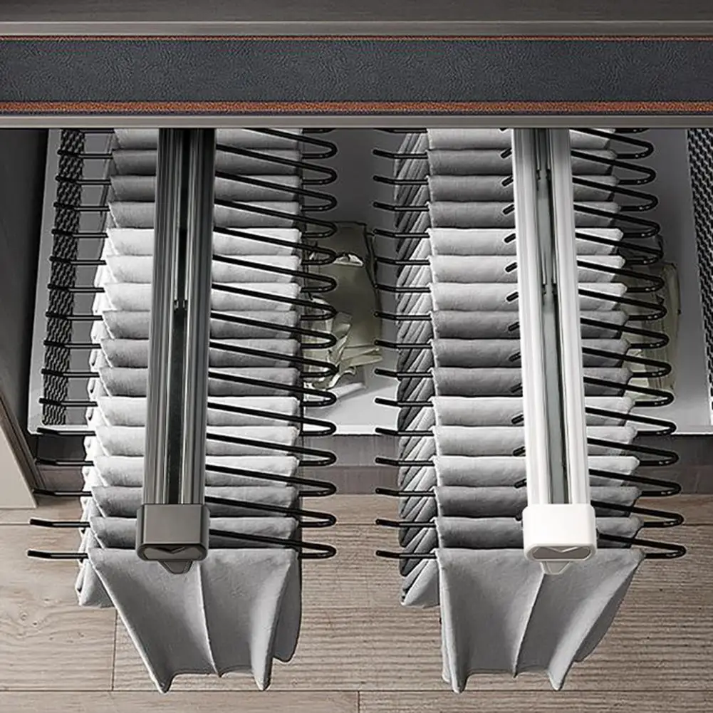 Space-saving Clothes Rack Heavy Duty Aluminum Alloy Pull-out Pants Rack for Space Saving Wardrobe Closet Organization
