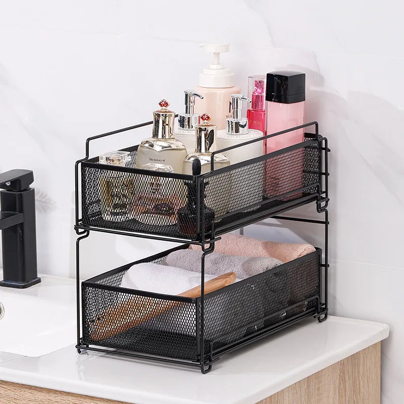 Drawer Type Kitchen Shelving Desktop Multilayer Multifunctional Shelves Can Be Pulled Out Storage Rack Bathroom Cosmetics Storag