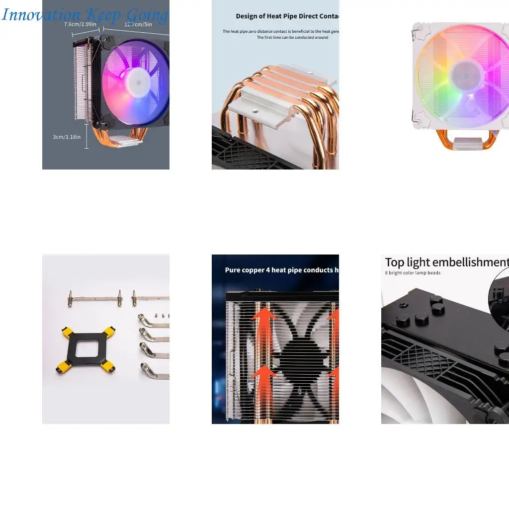 

E65C Desktop Computer Copper Cooling Fan Programmable Color Lighting Heat Dissipation