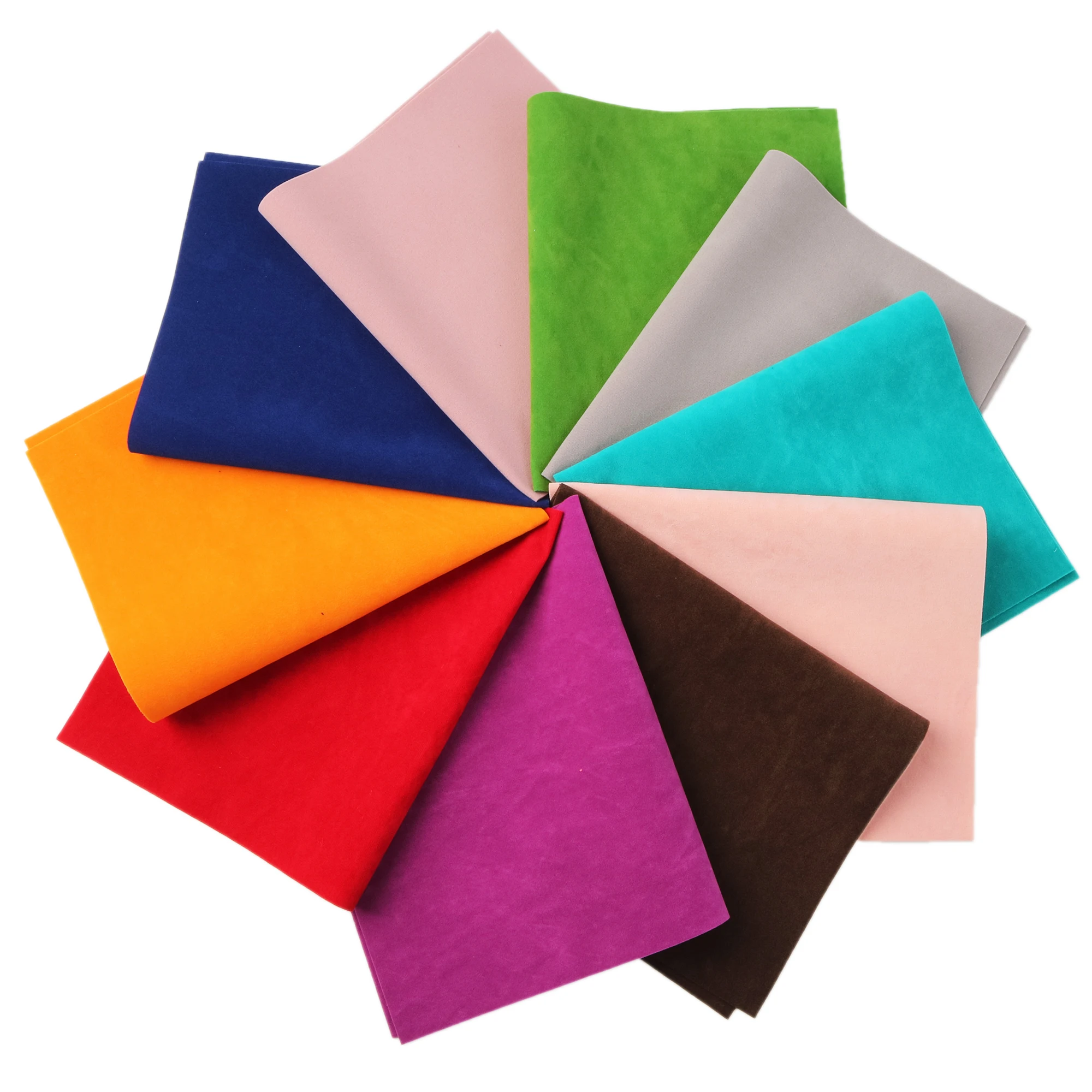 10pcs Solid Color Velvet Faux Leather Sheets Set Double Side Soft Fabric 20x33cm DIY Hair Bows Handbags Pouches Sewing Materials