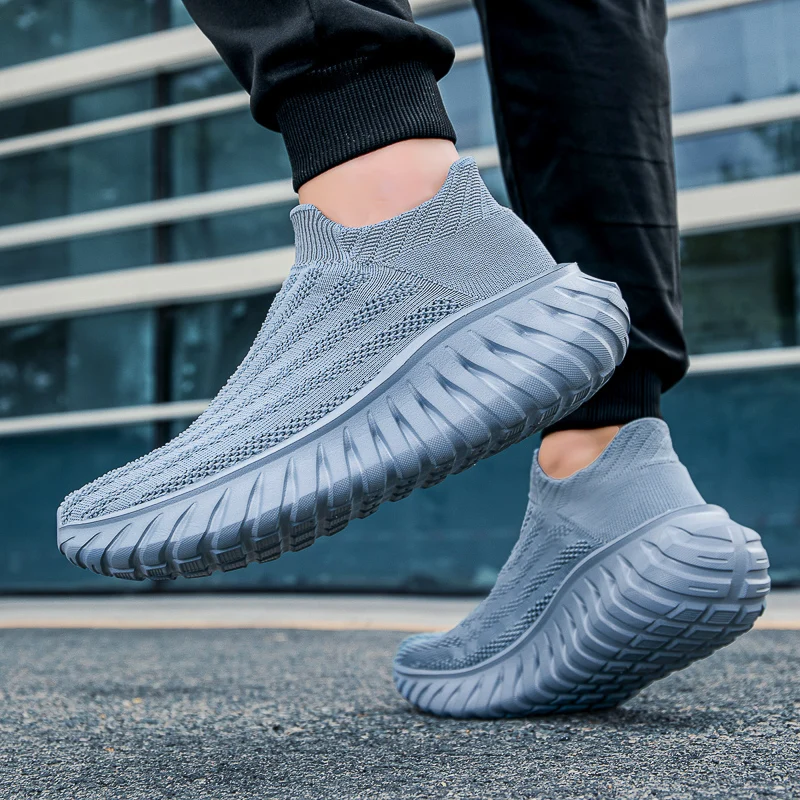 

Мужская повседневная спортивная обувь без шнуровки, удобная трикотажная ткань, нескользящая подошва из ЭВА, мягкая прогулочная обувь, женские кроссовки, лоферы Unsiex