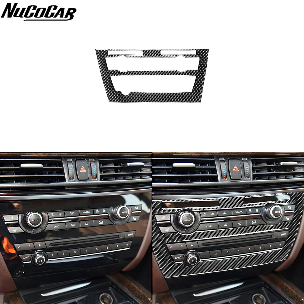 For BMW X5 F15 2014-2018 Carbon Fiber Central radio AC CD control Panel Trim Cover Car Accessories Interior Decorative Stickers