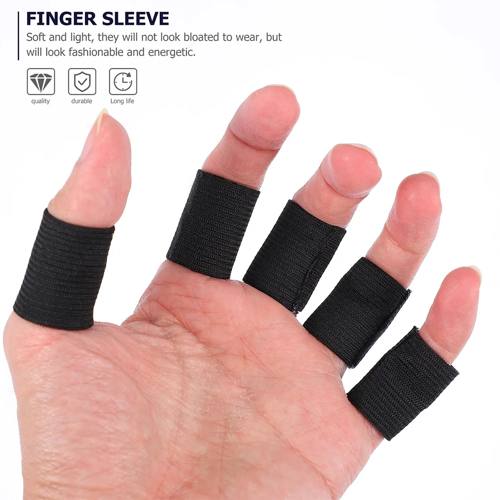 

30Pcs Fishing Sports Elastic Finger Sleeves Thumb Protective Covers Cushioning Finger Guards Breathable Black Universal