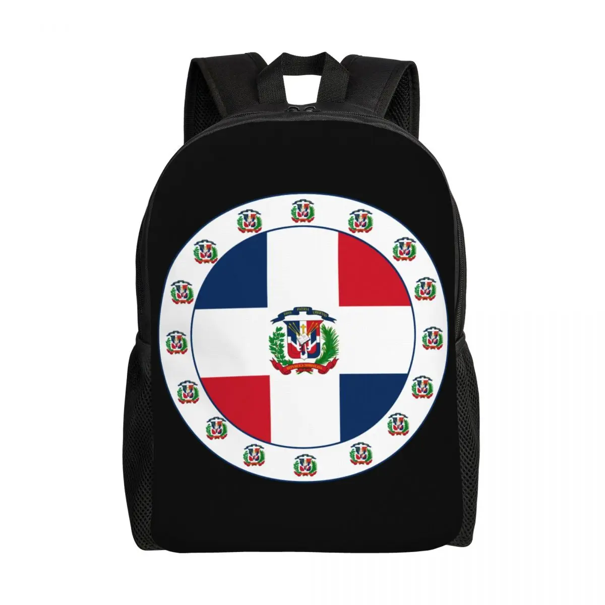 

Custom Dominican Republic Flag Medallion Emblem Backpack for Women Men School College Students Bookbag Fits 15 Inch Laptop Bags