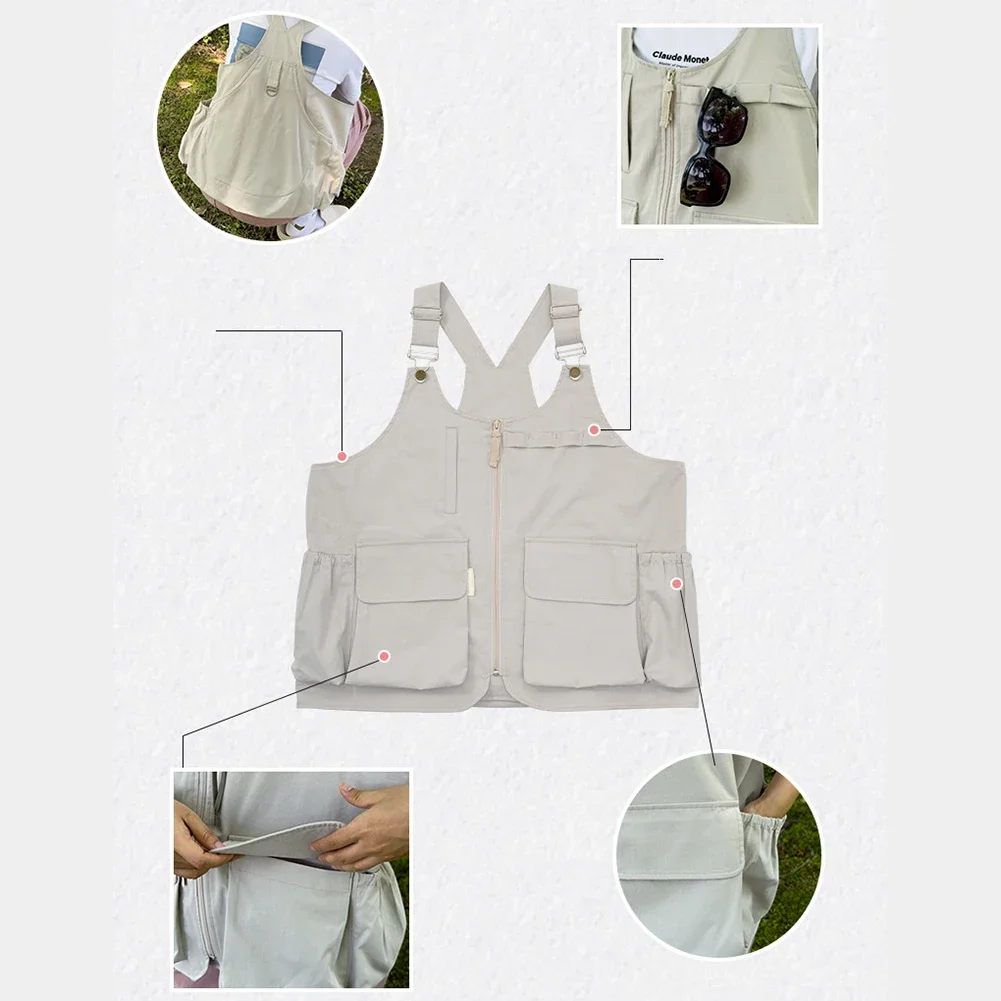 1pc Camping Travel Vest Foldable Fishing Camping Travel Vest Multi-Pockets Photography Lightweight Vests Variable Shoulder Strap