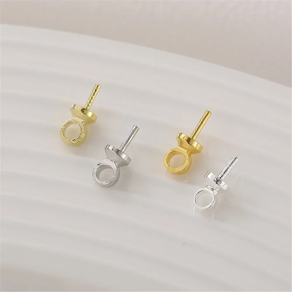 14K Goud Half Gat Schapenoog Naald Parel Cap Hanger Naald Handgemaakte DIY Armband Ketting Sieraden Materiaal Accessoires