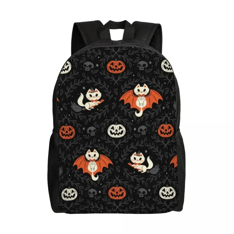 

Spooky Kittens Travel Backpack Women Men School Computer Bookbag Halloween Witch Cat College Student Daypack Bags