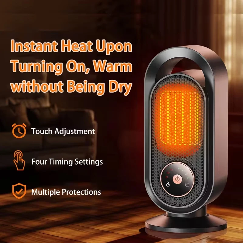1500W PTC Fast Heating Ceramic Heater 3 Mode Touch Screen Desktop Fan Heater with Timer Portable Home Office Warm Air Blower
