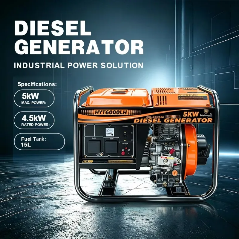 Factory Direct 5kW 4-Stroke Mobile Diesel Generator ATS 12V DC Electric Start Overload Protection for Factories Schools Hospital