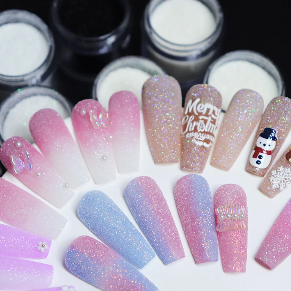 10g Czarno-biały brokat do paznokci, błyszczący zimowy sweter, płatki śniegu, zimowy brokat do paznokci, pyłek, pigment do manicure dla kobiet i mężczyzn, błyszczący pigment
