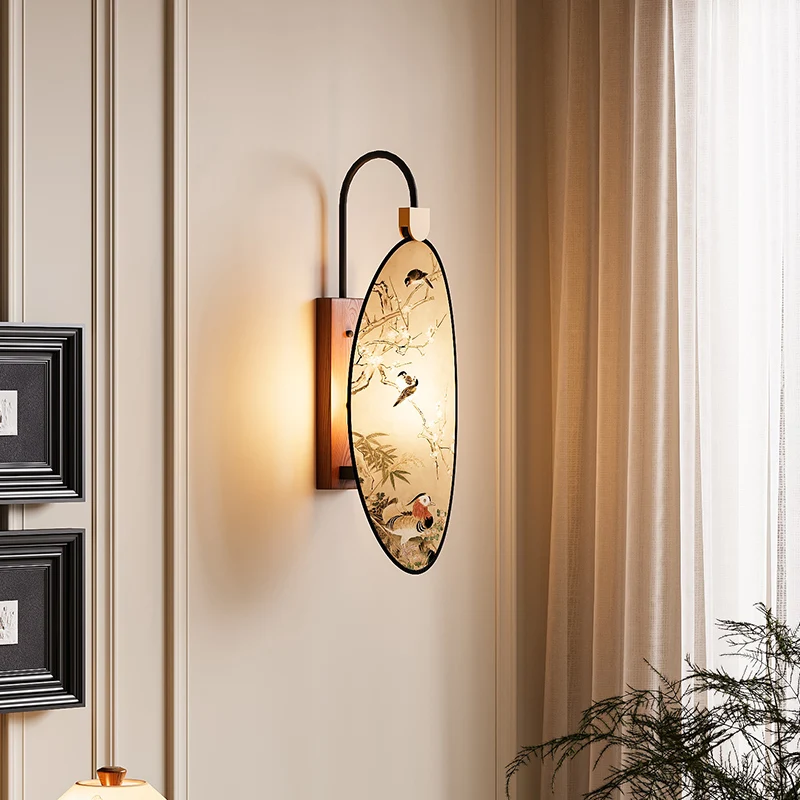 

New Chinese style antique screen style French wall lamp, retro Song Dynasty aesthetic designer, classical living room wall lamp