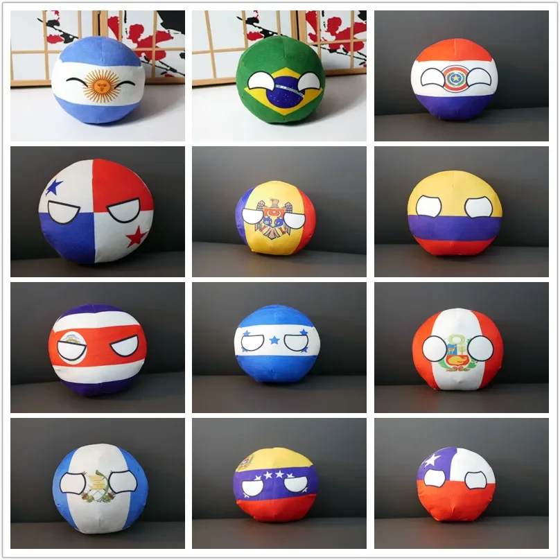 Countryballs llavero de peluche muñeca Argentina Brasil Paraguay Colombia Chile Venezuela bola Polonia bola juguete colgante relleno para regalo